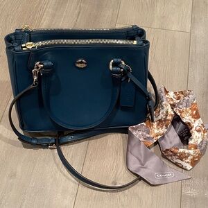 Coach Dark Blue Leather Satchel/Crossbody